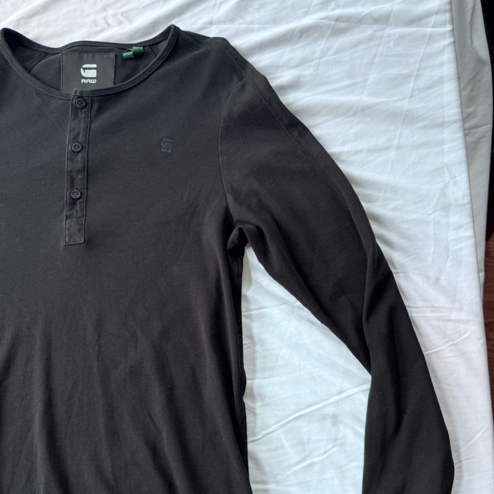 G-Star Black Long Sleeve Henley Shirt